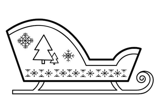 Kolorowanka świąteczne sanie przygotowane na Boże Narodzenie